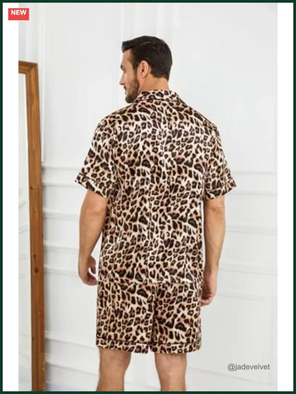 Men's Silk Satin Pajama Set Short Sleeve 2 Piece Button Down Sleepwear with